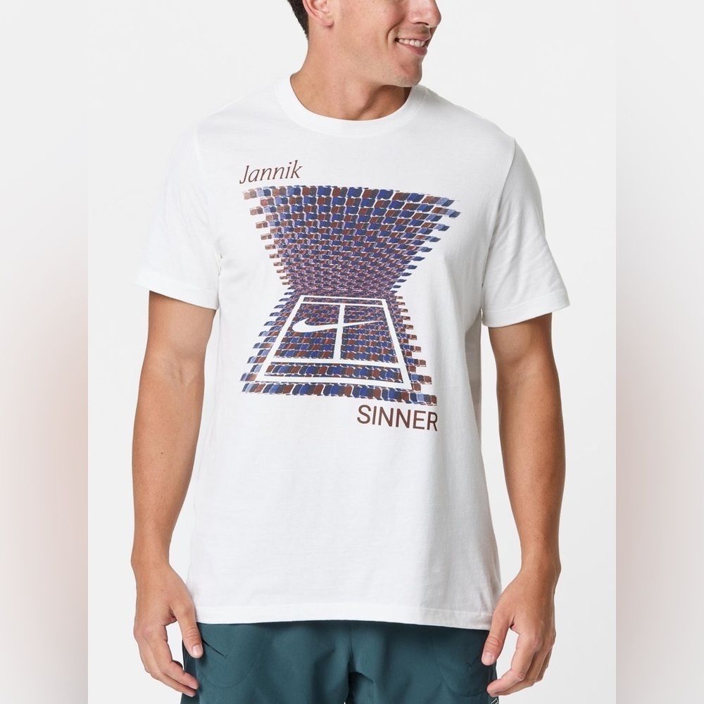 Nike White Graphic Tee with Blue and Red Design
